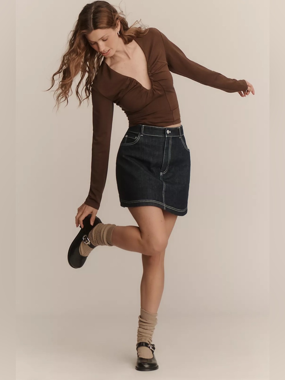 Pilcro Denim Bow Mini Skirt - Dark Denim - sz Medium- NWT